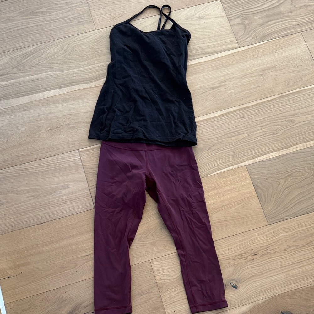 Women's Black Top and Burgundy Pants Set